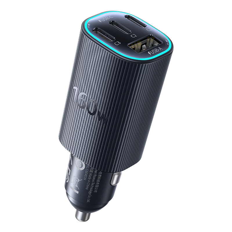 BASEUS 160W Car Charger 4-Port Super Fast Charging Cigarette Lighter Adapter PD100W Converter for Laptop Tablet Compatible with Apple 16/17 Huawei Xiaomi 1A+3C