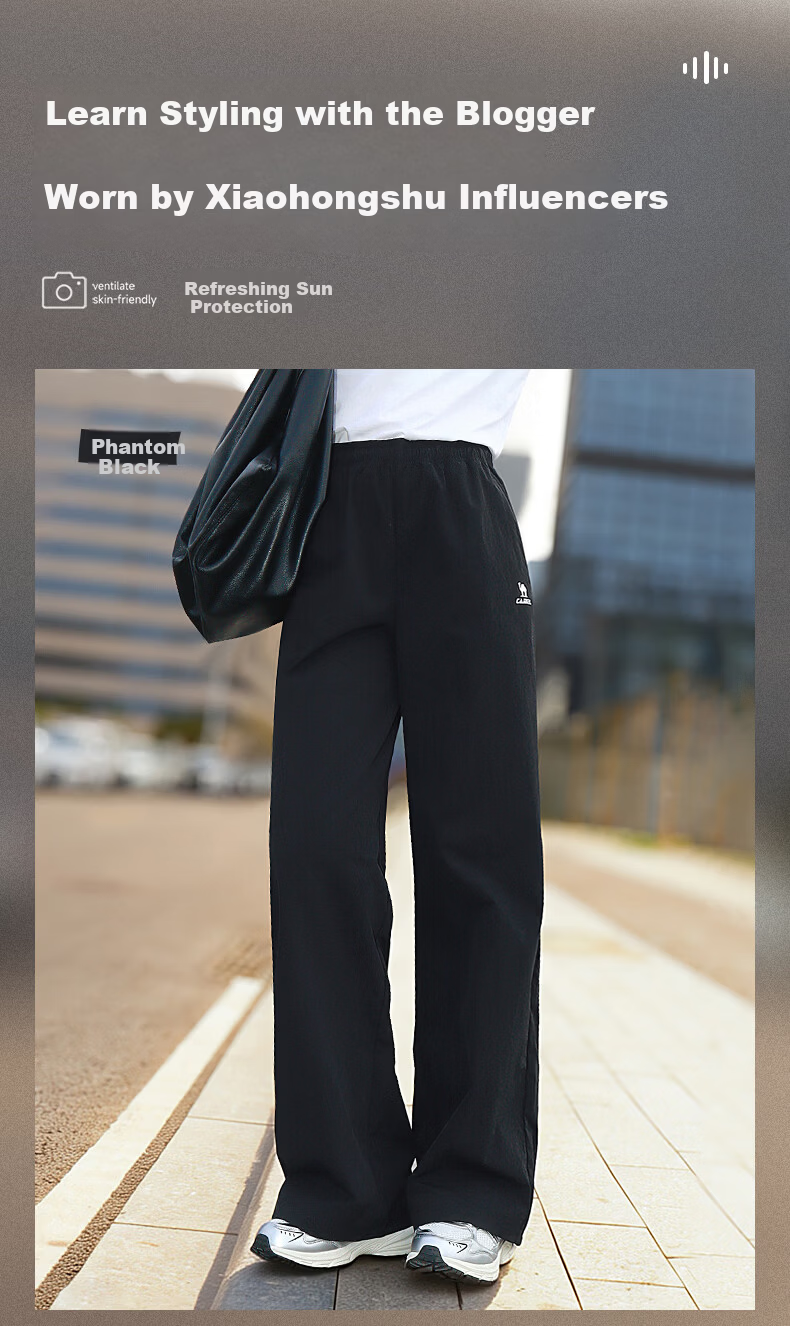 CAMEL Women's Straight Casual Pants Ice Cooling Sun Protection Breathable Sports Pants C16BR0L0083 Cheese Yellow L 1