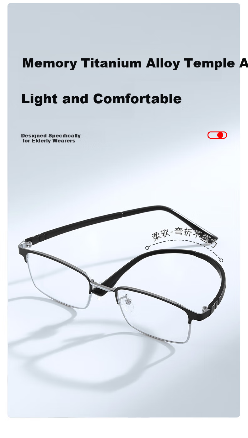 FENCHI Donghai Crystal Reading Glasses HD Ultra-Light Anti-Fatigue Titanium Alloy Men Women Middle-Aged Elderly Presbyopia Glasses 9