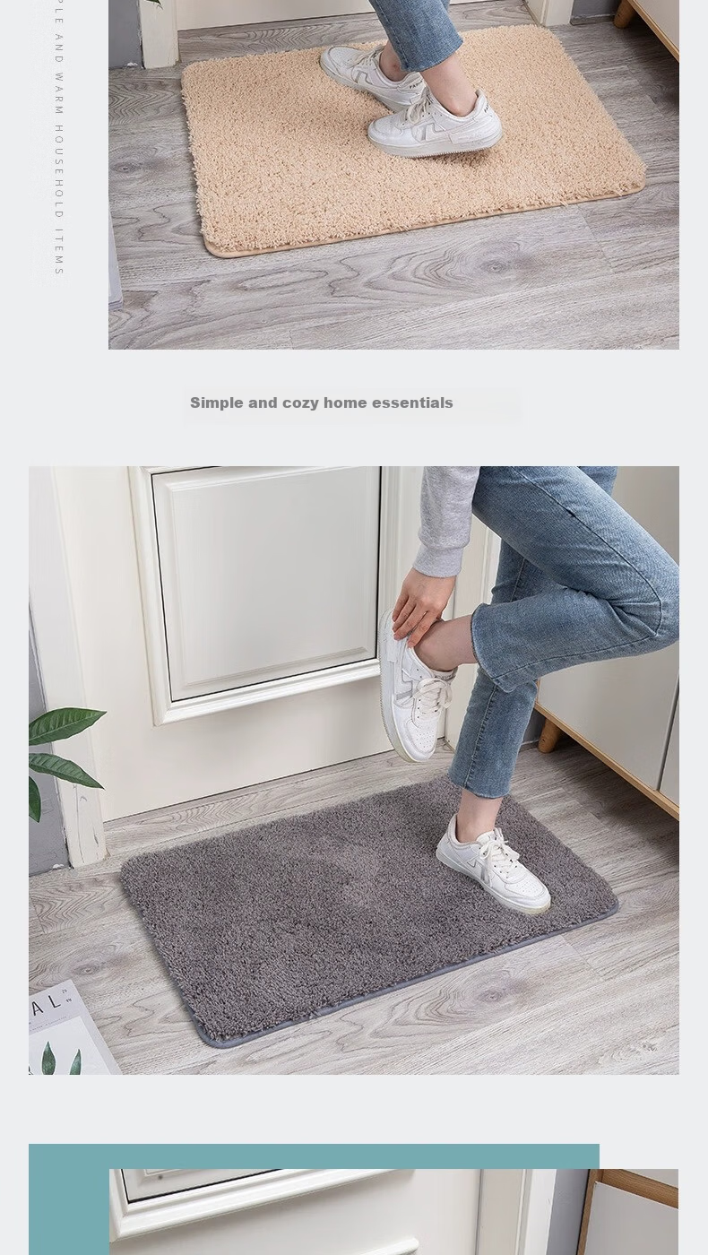 Chuangmaishi Bathroom Mat Absorbent Non-Slip Bath Mat Toilet Door Mat Quick-Dry Entrance Floor Mat 50x80cm 11