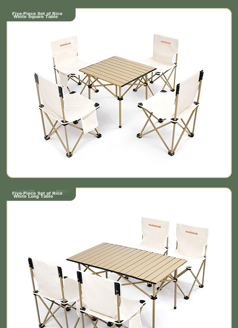 Woteman Outdoor Folding Table And Chair Set, Picnic Camping Lightweight Portable 7-Piece Set for Balcony Fire Pit Tea Brewing Table And Chairs 10