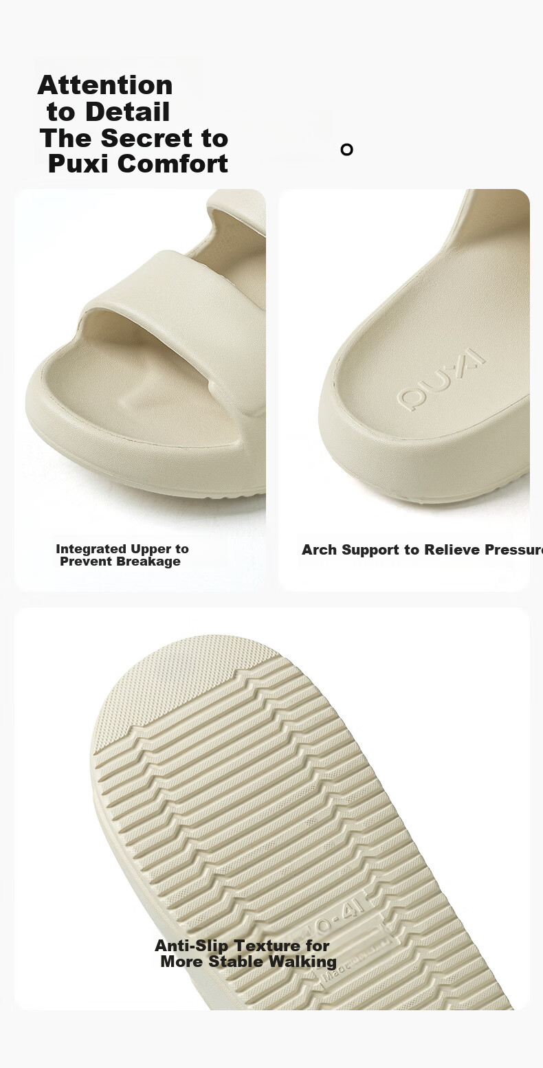 Puxi Women's Summer Outdoor EVA Slippers Soft Comfortable Non-Slip Odor-Resistant Couple Flip Flops White Size 36-37 13