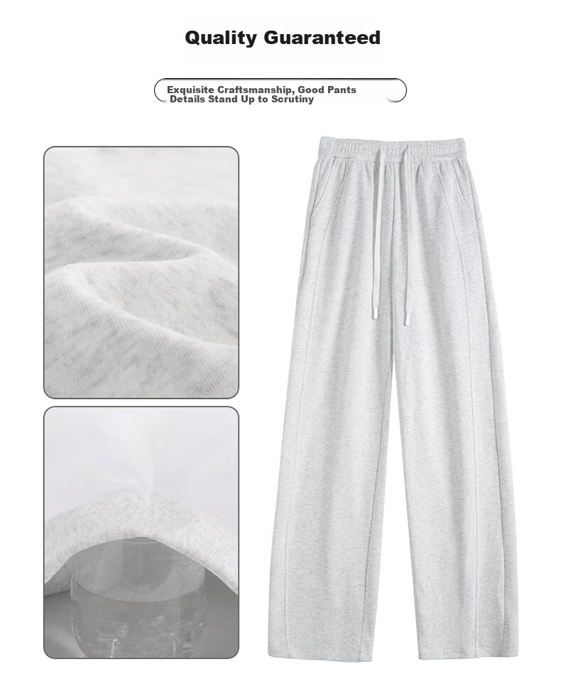 FitonTon Women's Slim Patchwork Straight-Leg Sports Pants 2026 Spring Summer High-Waist Slimming Versatile Wide-Leg Sweatpants Casual Pants 9