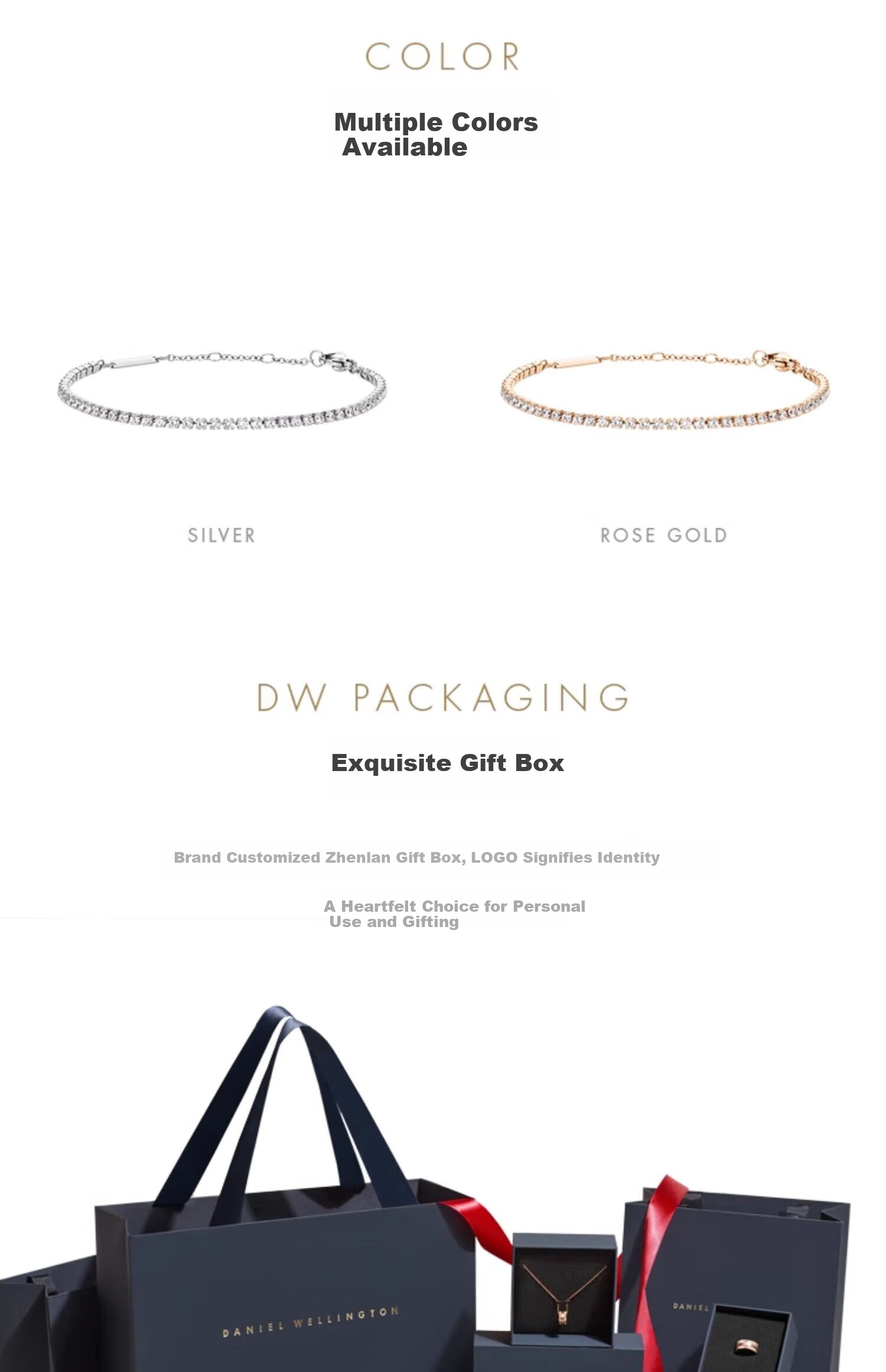 DanielWellington [Mashixun Style], DW Bracelet for Women, Starlight Tennis Bracelet, Rose Gold Fashion Luxury, 387 Birthday Gift for Girls 11