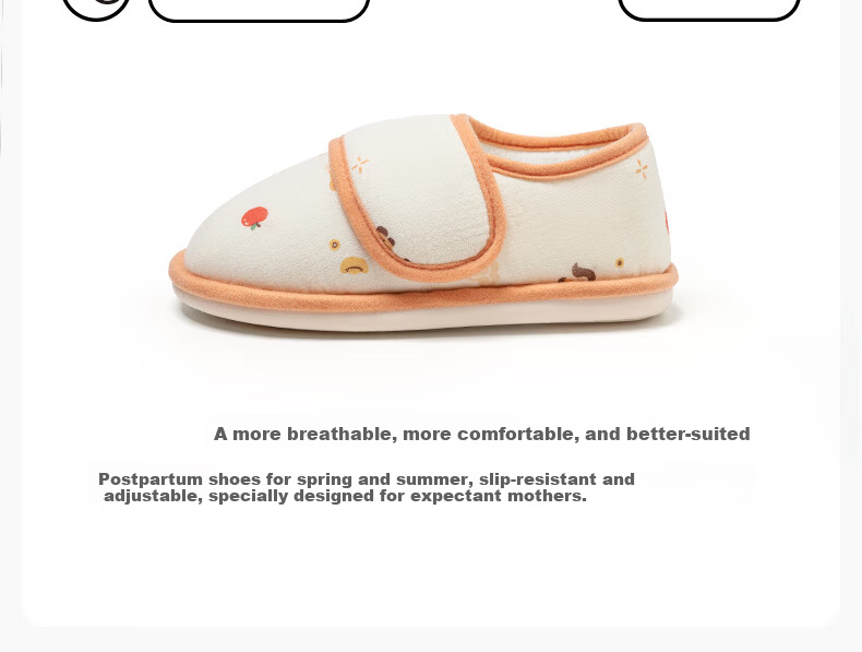 Puxi Maternity Postpartum Shoes Spring Summer Closed Heel Thin Non-slip Odor-resistant Skin-friendly Comfortable Closed Toe Slippers Orange White Size 40-41 2