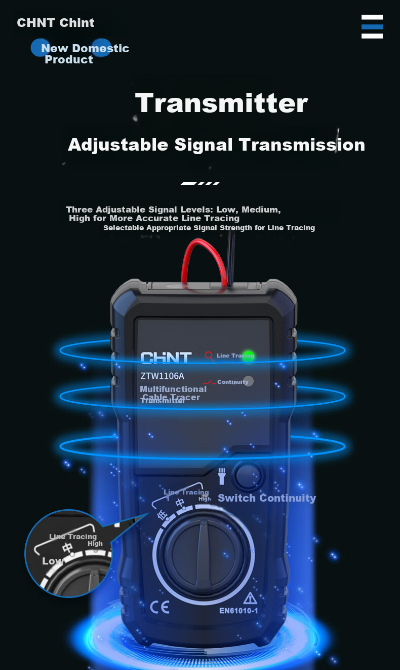 CHNT Cable Locator Electrician Network Cable Tester Wall Detector Underground Metal Detector Standard Kit 11
