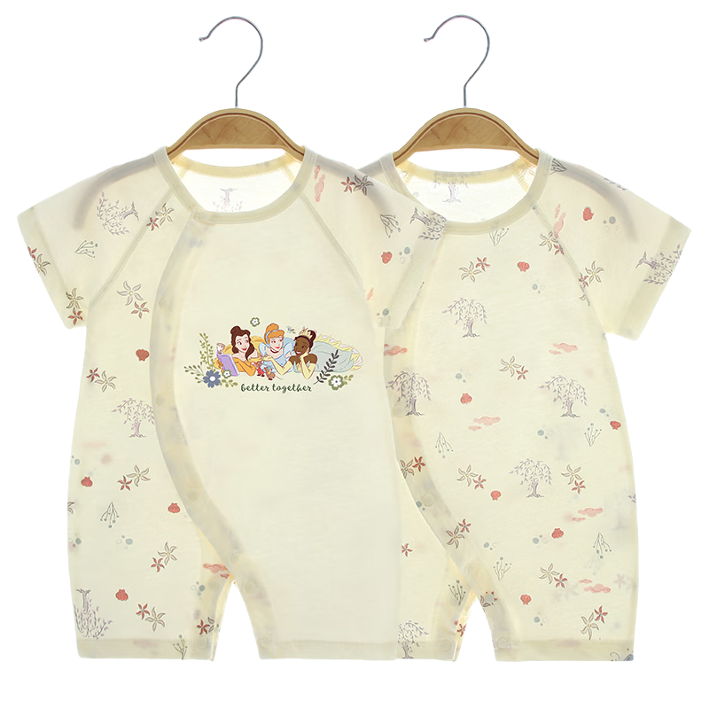 Disney 2-Piece Baby Summer Thin Newborn Romper Set A-Class Cotton Crawling Suit for Boys and Girls Full Moon Gift
