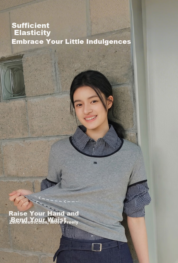 Semir Cooling T-Shirt | Mall Same Style Women's Summer Short Sleeve Color Block U-Neck Slim Fit 2026 Top 101326100003 5