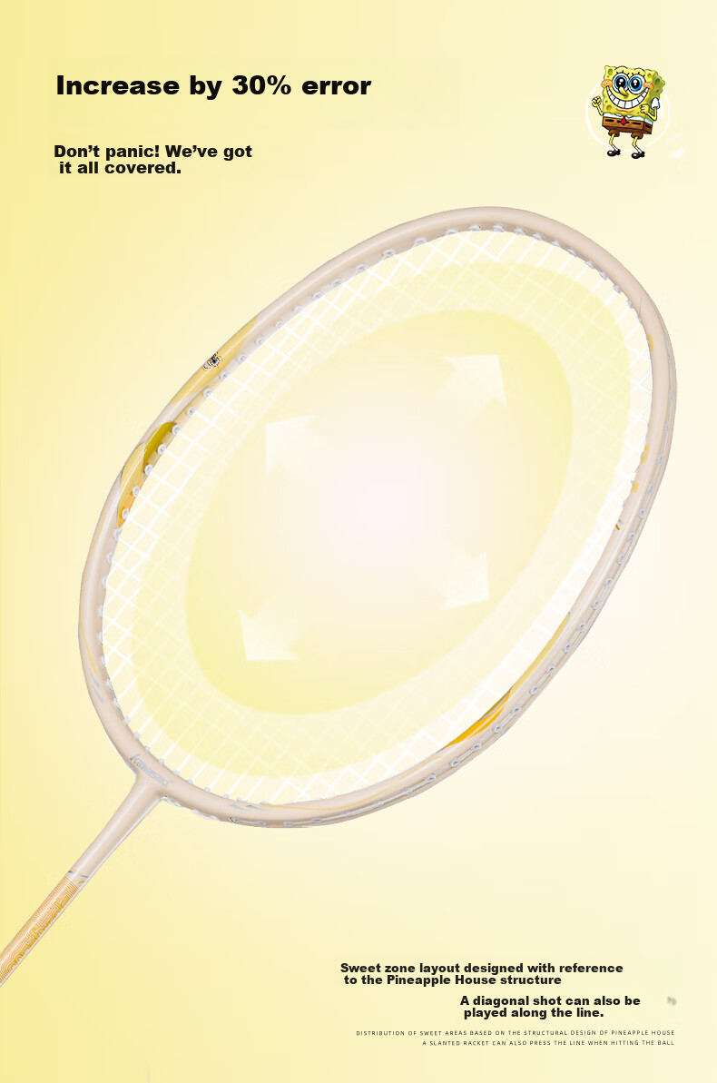 KAWASAKI SpongeBob Collaboration Series Composite Carbon Cartoon Bobby Yellow Double Badminton Rackets 3