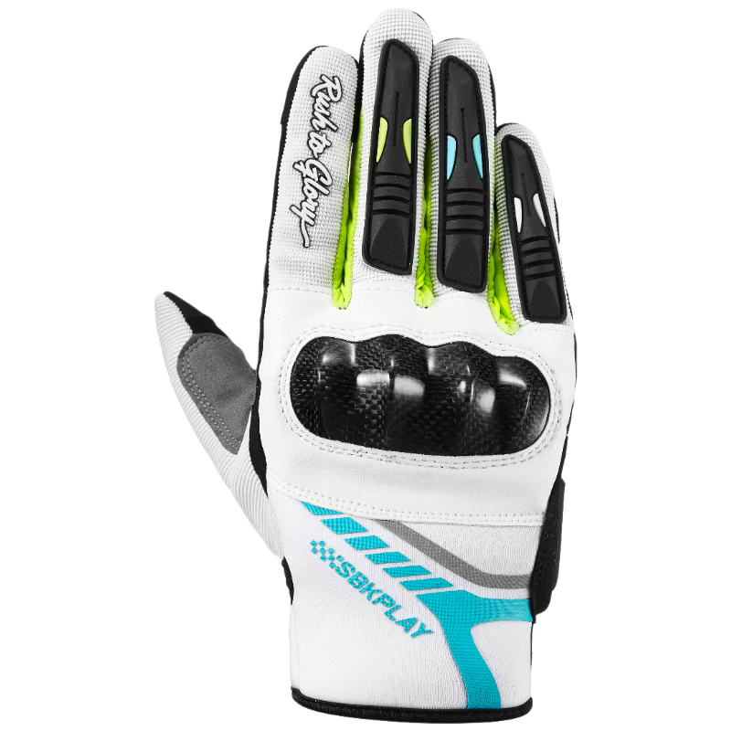 SBKPLAY Motorcycle Carbon Fiber Breathable Summer Gloves Leather And Fabric for Men And Women, Riding Motorcycles Touchscreen AJ-3 Fluorescent Green XL