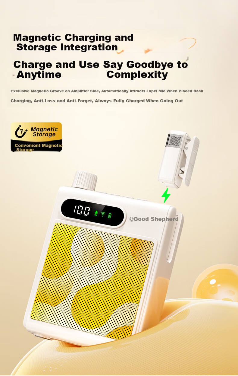 Good Shepherd Little Bee Amplifier Teaching Teacher Special Anti-Howling Wireless Lavalier Microphone High Power Classroom Training Tour Guide Outdoor Portable Bluetooth Speaker 5