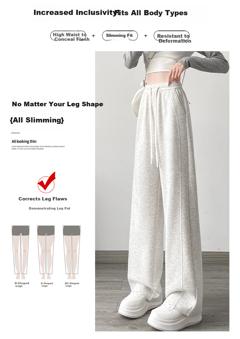 FitonTon Women's Slim Patchwork Straight-Leg Sports Pants 2026 Spring Summer High-Waist Slimming Versatile Wide-Leg Sweatpants Casual Pants 6