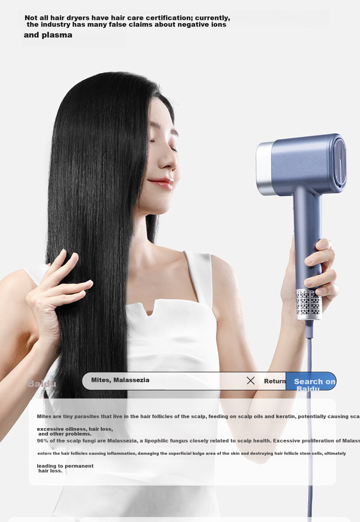 Tongsci F8 Plasma High-Speed Hair Dryer Dual Barrel Home Use Hair Care Quick Drying Strong Wind Power Damage-Free Hair Blow Dryer Birthday Anniversary Gift for Girlfriend Wife Practical Premium Gift B 15