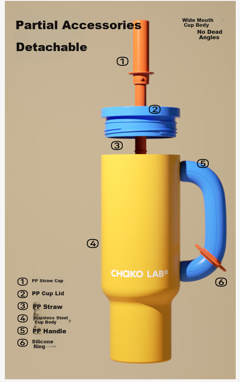 Chakolab Student Straw Ice Cup, Large Capacity Cold-Keeping Cup for Office, Stainless Steel Insulated Water Bottle, Car-Mounted Queen Cup for Wome 16