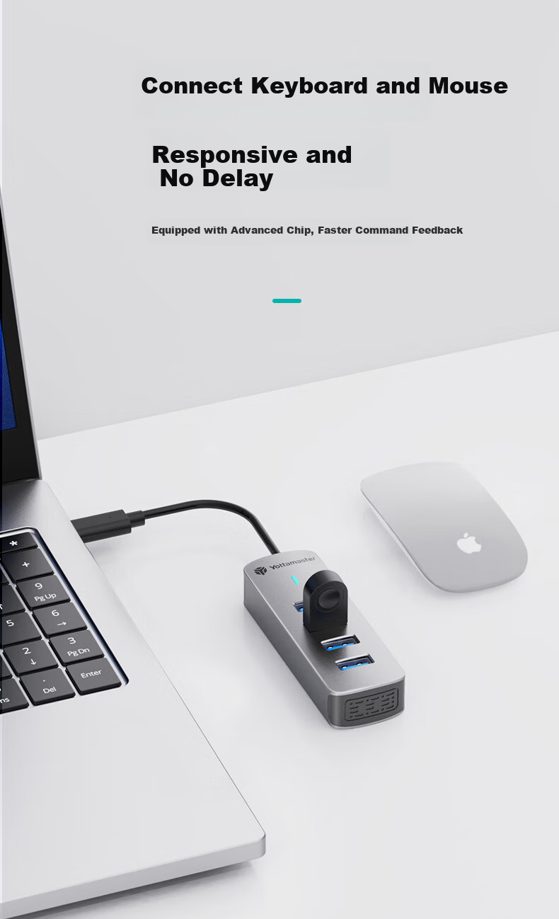 Yottamaster USB 3.0 Hub Docking Station High-Speed 4-Port Hub Expansion Dock Laptop Multi-Port Adapter Extension Cable 0.15m 4