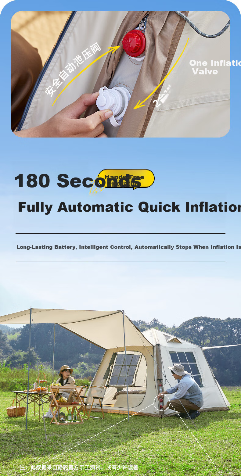 CAMEL Liuyun Xiaozhu Fully Automatic Inflatable Tent Outdoor Folding Portable Camping Complete Overnight Rainproof Tent 2