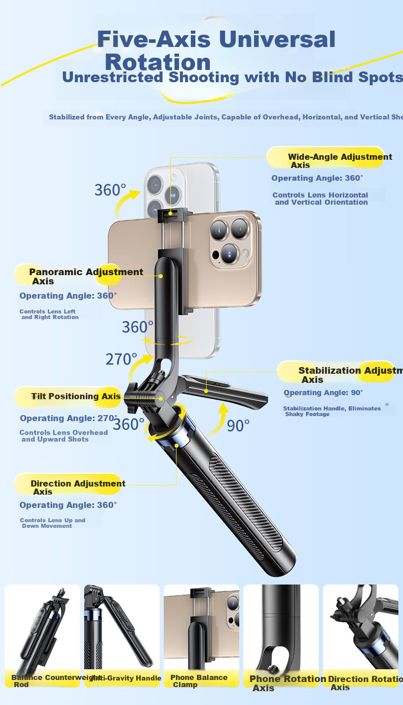 Shuotu [Smart Zoom] Selfie Stick Tripod, Portable Phone Stand, Travel Essential, Handheld Anti-Shake, 360-Degree Rotation, Concert Shooting, Douyin Live Streaming Floor Stand 9
