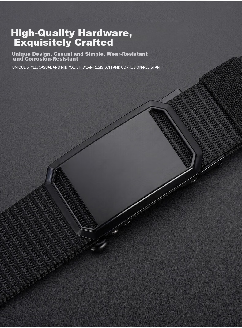 HOCR Men's Canvas Woven Casual Belt Automatic Buckle Student Military Training Nylon Jeans Belt 3
