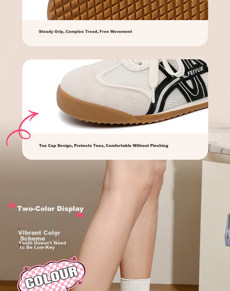 Feiyue Official Women's Sneakers 2026 Summer New Versatile Soft Sole Casual Shoes Women Beige Black Size 38 7