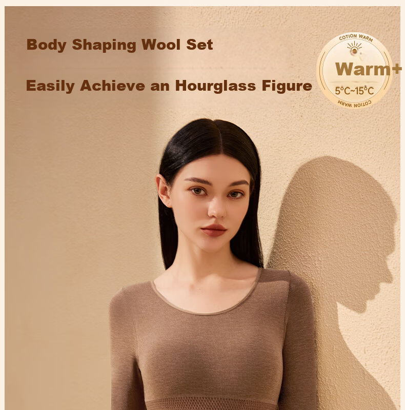 GRACEWELL Women's Thermal Wool Underwear Set Slim Fit Autumn Winter Body Shaping Long Johns Black Gray L 1