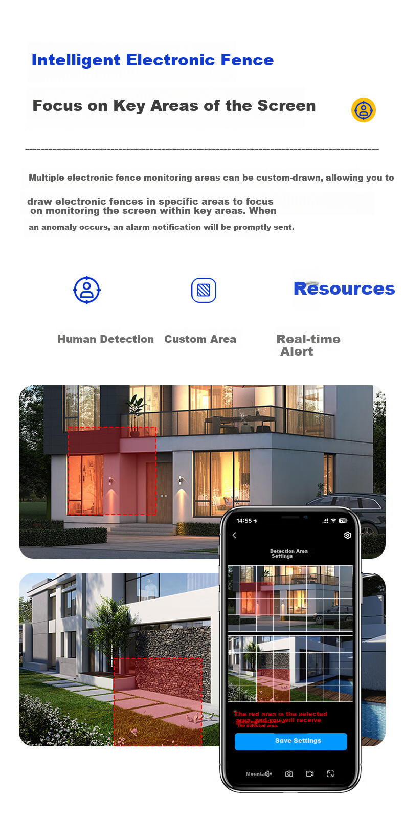 Newmine Wireless Home AI Camera, Remote Monitoring Via Smartphone, 360-Degree Coverage with Night Vision, Full-Color Panoramic Tracking, Voice Control, Waterproof Rotating Dome Camera for Rural And Outdoor Use 15