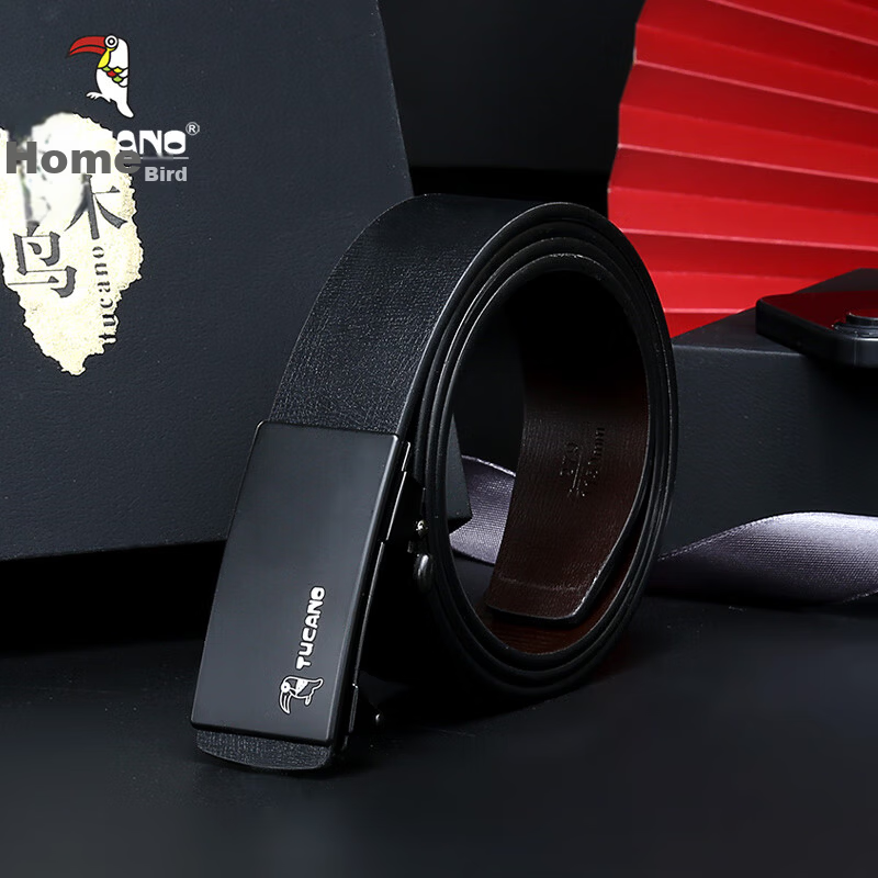 TUCANO Men's Leather Belt Fashion Cowhide Automatic Buckle Waist Belt Practical Birthday Gift for Dad Husband Father Boyfriend