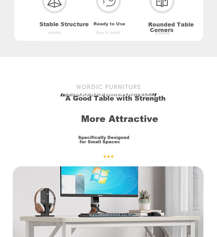 Anerya No-Installation Computer Desk Foldable Gaming Desk Study Office Desk Bedside Writing Desk 80cm 2