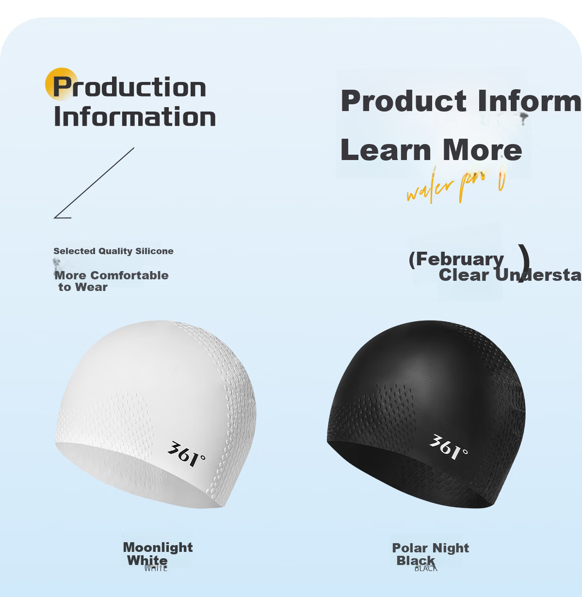 361° Silicone Swimming Cap for Adults Unisex Long Hair Waterproof Comfortable Professional Non-Slip Swimming Cap 16