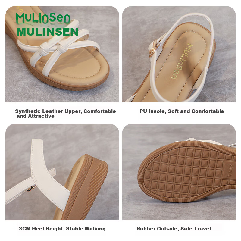 MULINSEN Women's New Commuter Elegant Roman Sandals Breathable Lightweight Summer Sandals Coffee Size 35