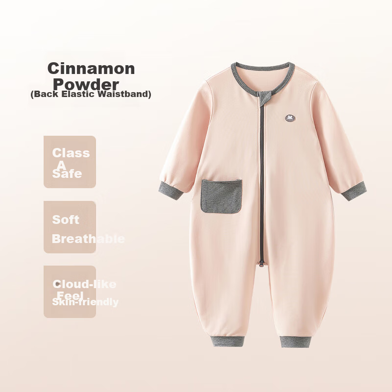 Shangbao Maichun Spring Summer Children's Cotton Zipper One-piece Pajamas Unisex Baby Sleep Sack Loungewear Moisture-wicking Cinnamon Pink Size 150