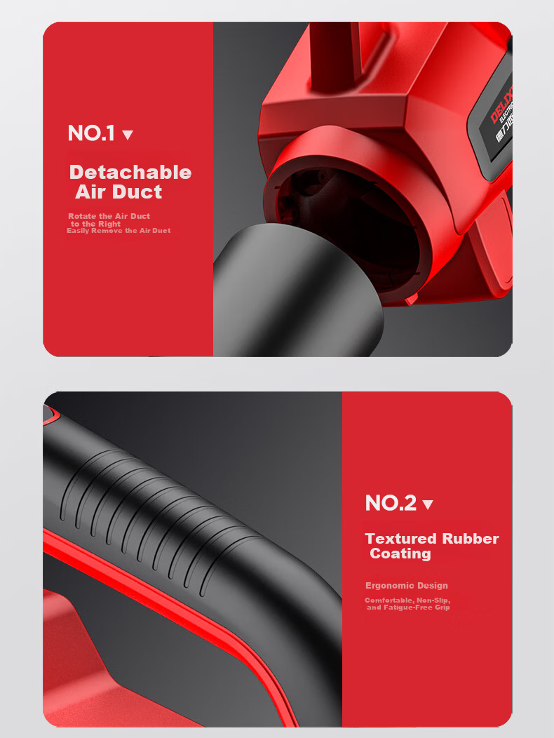 DELIXI ELECTRIC Lithium Battery Hair Dryer Industrial High-Power Fan Rechargeable Blower Snow Blower Dust Removal Household Electric Blowing Tool 21