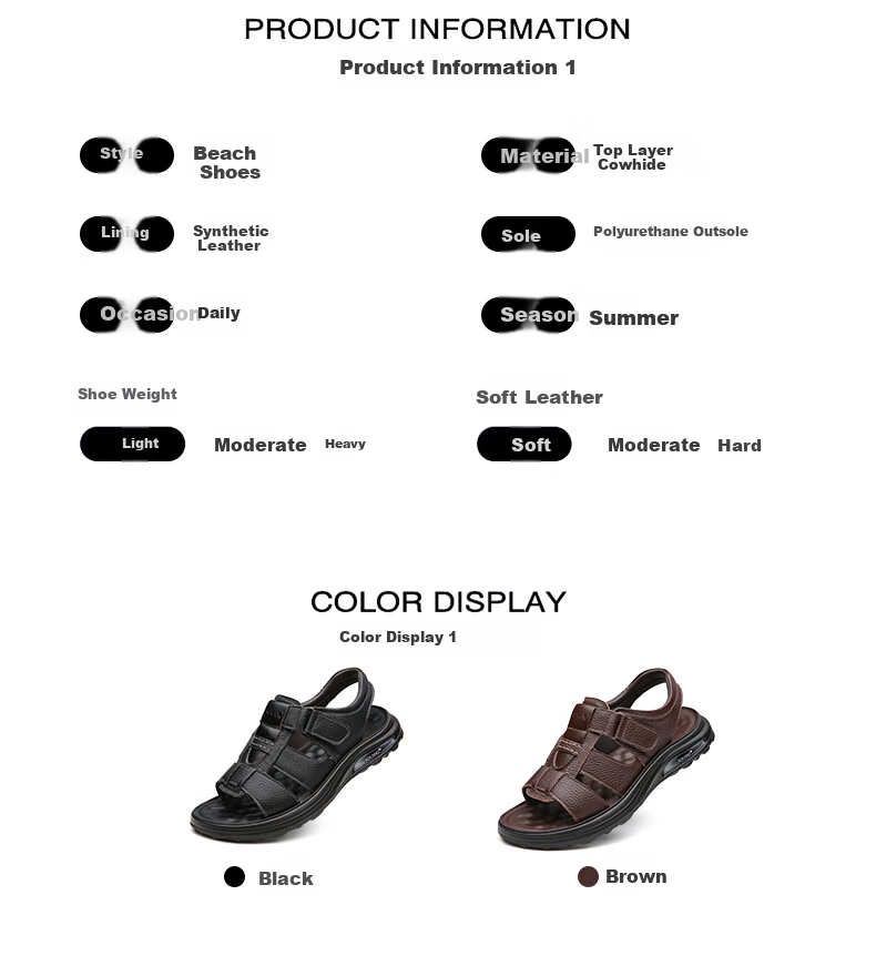 Aokang First Layer Cowhide Men's Sandals Beach Shoes Cowhide Trendy Middle-aged and Elderly Dad Leather Sandals Black 41 6