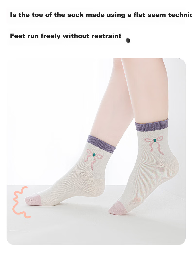 Six Finger Mouse Children's Socks Girls Spring Summer Breathable Mesh Mid-Calf Thin Cotton Socks for Older Girls Students 6