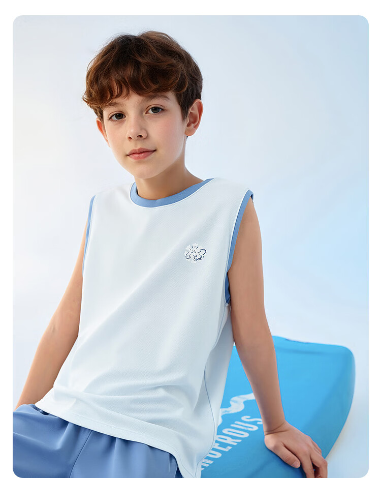 Balabala Boys Sleeveless Vest Set Summer Air-Conditioned Children's Pajamas Toddler Baby Homewear Big Kids Sleeveless 19
