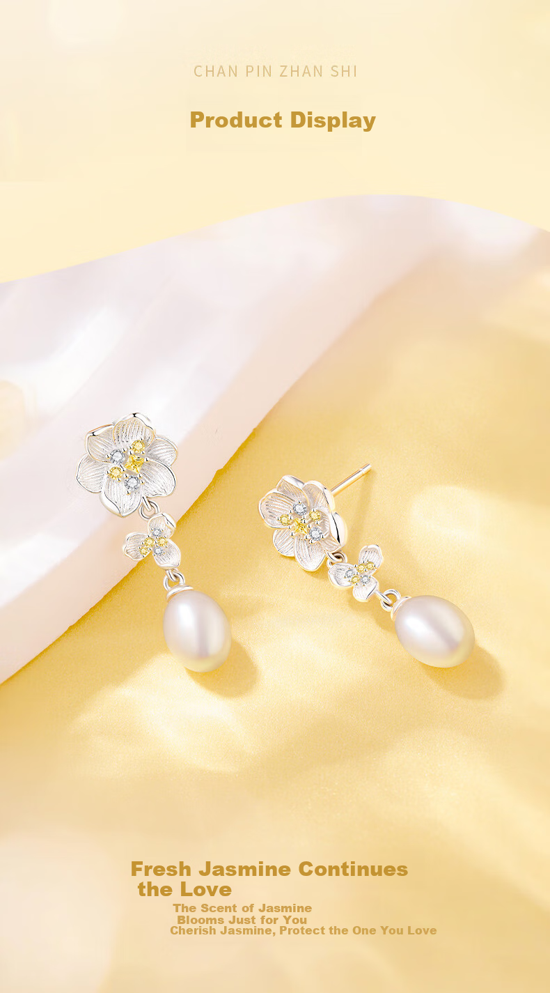 Zhenshang Silver China Gold Pearl Stud Earrings Pure Silver Jewelry 2026 New Light Luxury Birthday 520 Gift for Girlfriend S925 4