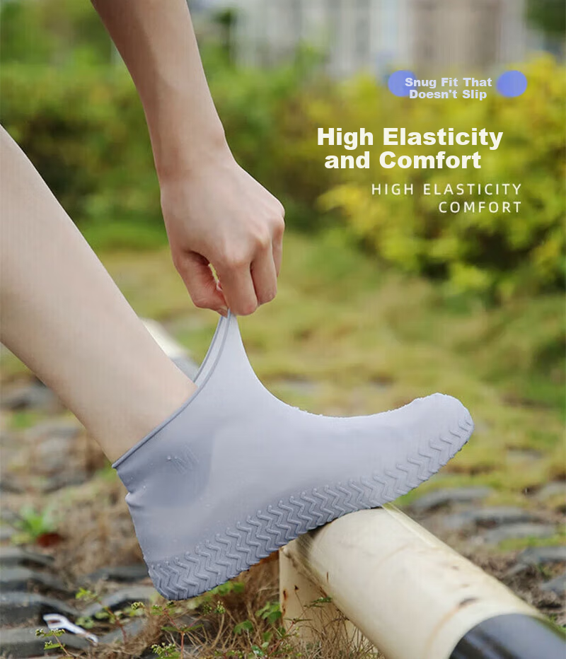 Jiuzhen [Jingcang Jisu Da] Jiuzhen Foldable Storage Rain Shoe Cover, Outdoor Waterproof High-Elastic Silicone Protective Rain Boots Rubber Shoes YZF49 Gray L Size 4