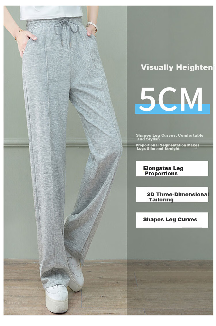 Woodpecker Women's Wide Leg Pants Spring Summer Straight Leg Sports Trousers High Waist Casual Slimming Draped Pants Green 4XL 5