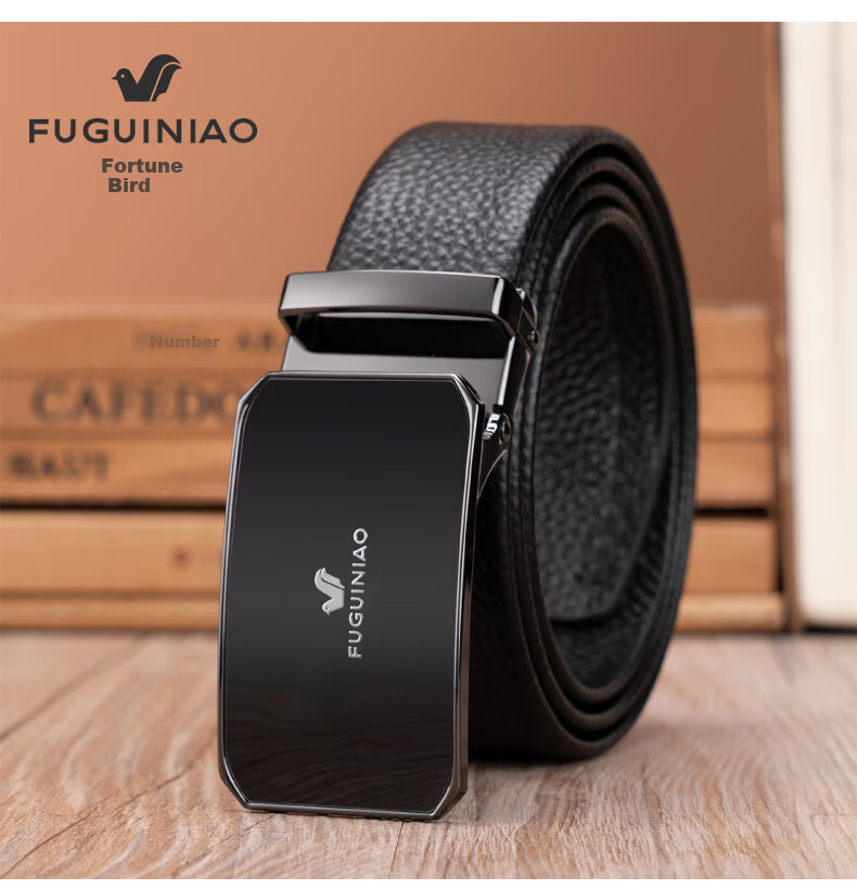 FUGUINIAO Men's Genuine Leather Belt with Pin Buckle, Fashionable First Layer Cowhide Business Casual Belt in Gift Box 3