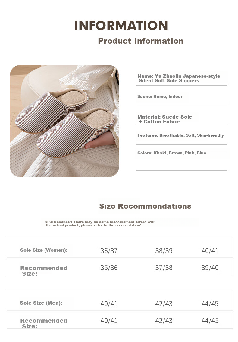 YUZHAOLIN Japanese Style Cotton Linen Slippers for Men and Women Spring Autumn Indoor Home Wooden Floor Four Seasons YC196 3