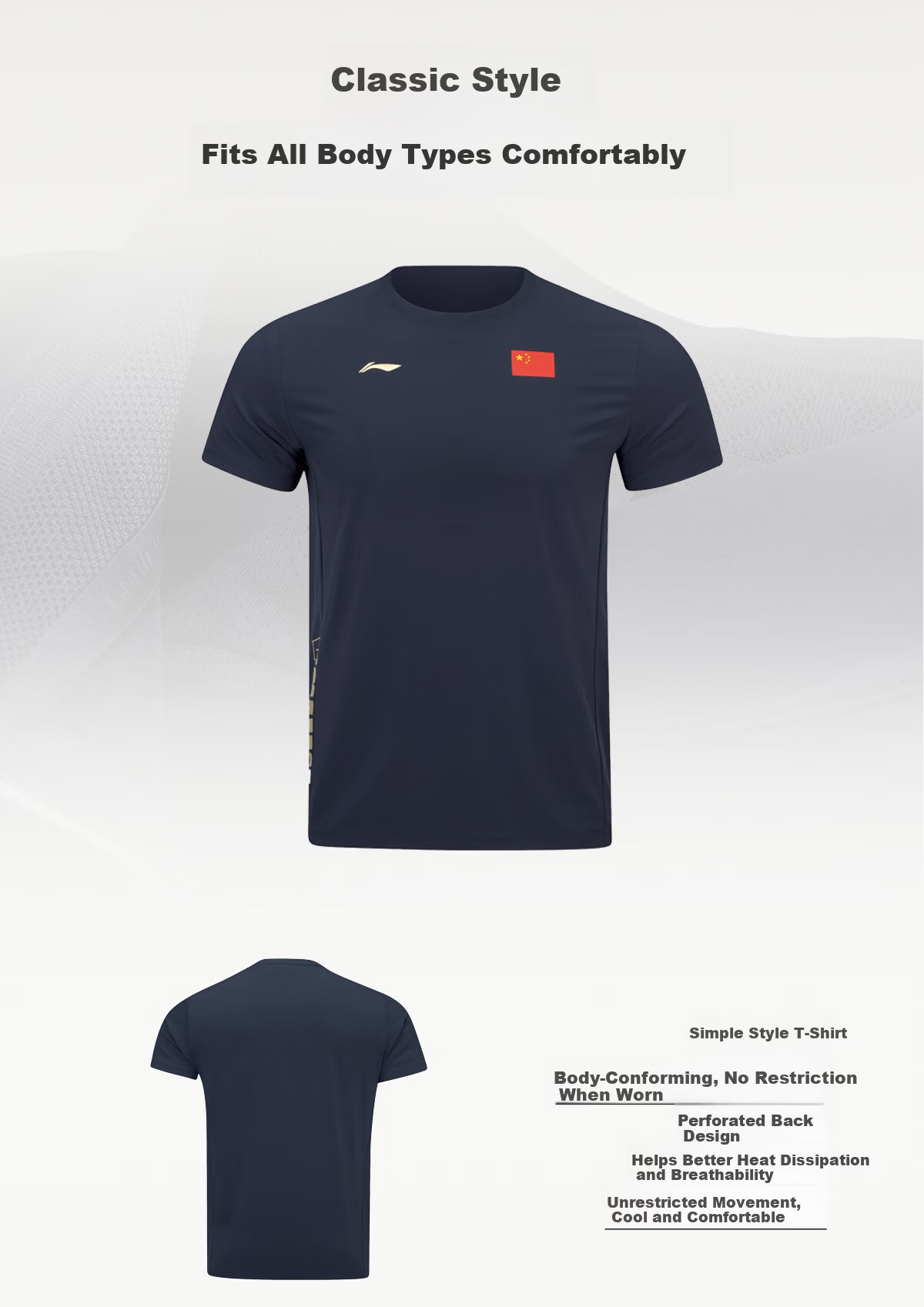 Li-Ning 26th Edition Honor Men's Short Sleeve T-Shirt Summer Breathable Moisture-Wicking Quick-Dry Sports Tee China National Team Half Sleeve Shirt 6