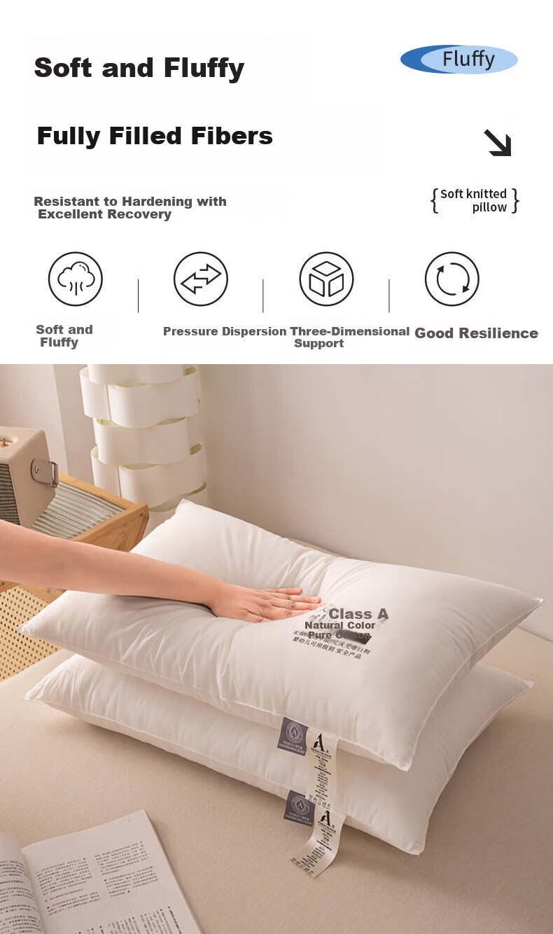 Jinhao A-Class 100% Cotton Children's Pillow Kindergarten Neck Support Pillow Core 450g Natural Color Suitable for 40*60cm Pillowcase 8