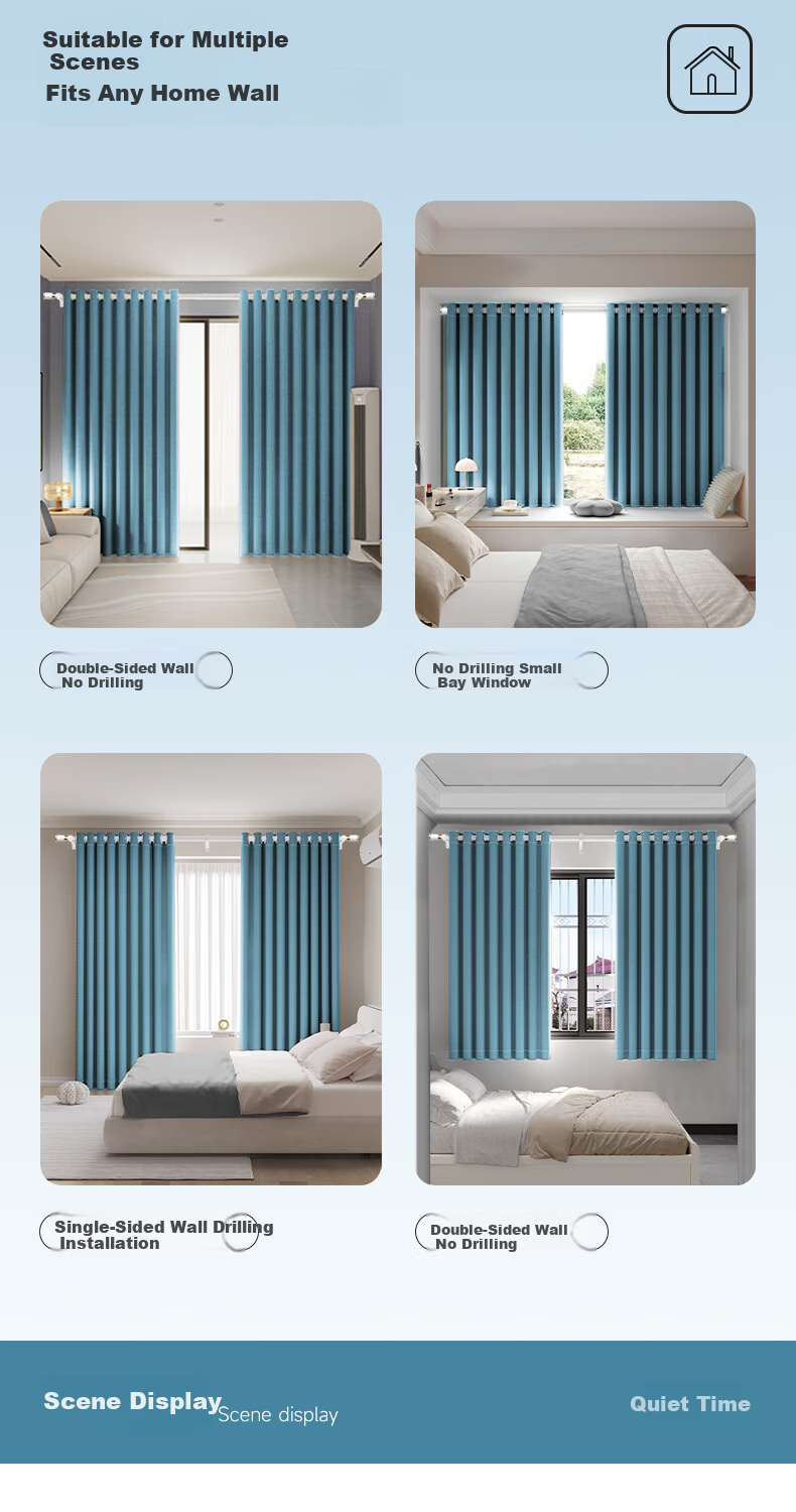 Ali Curtain No-Drill Door Curtain Partition Curtain Rod Complete Set Bedroom Premium Sunshade Curtain 8