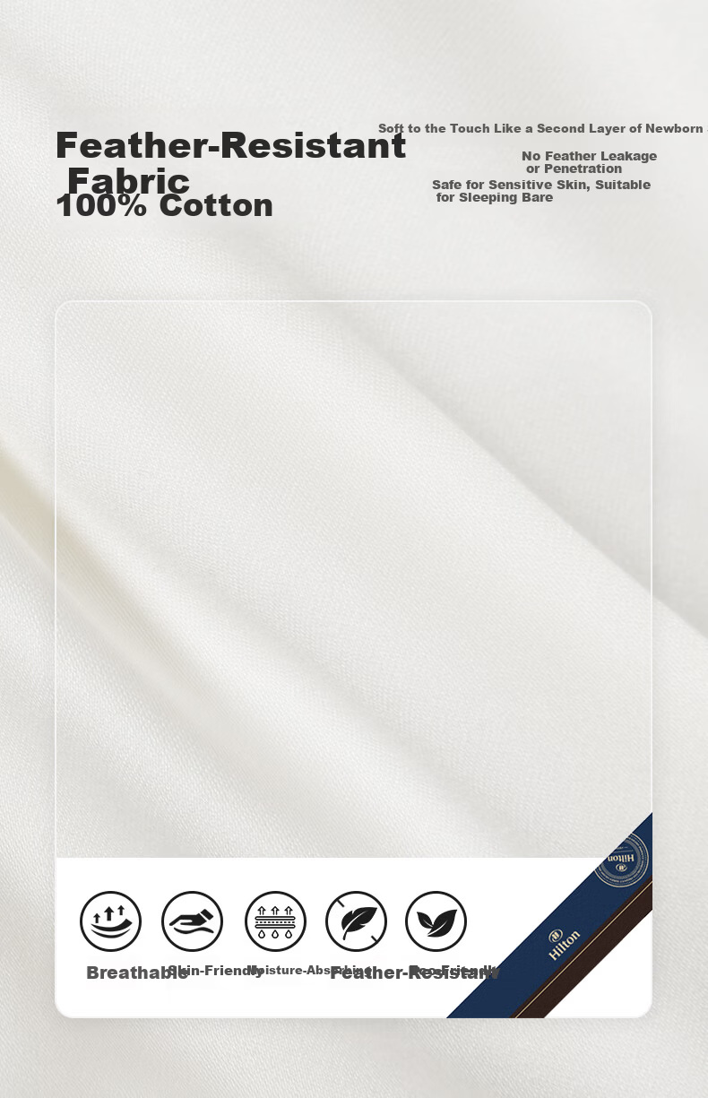 Hilton Good Sleep Pillow Pro Antibacterial Adult Cervical Neck Support Home Fiber Pillow Core 48*74cm Medium Pillow 7