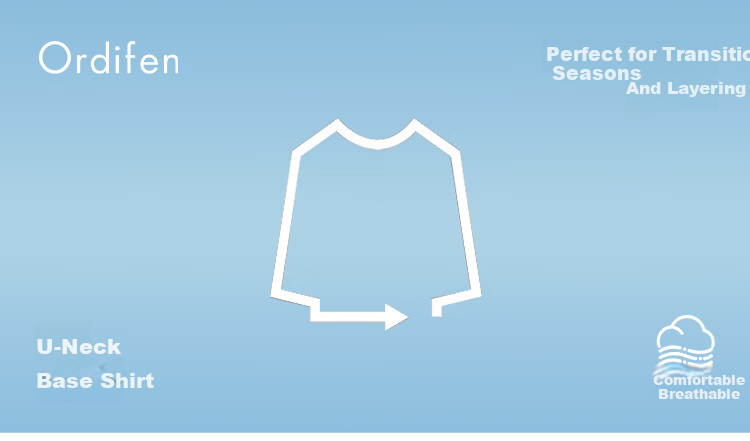 Ordifen Women's Fashion Large U-Neck Base Shirt 91% Xinjiang Cotton Spring Autumn Knit Brushed Long Sleeve Slim High Elasticity T-Shirt L 1