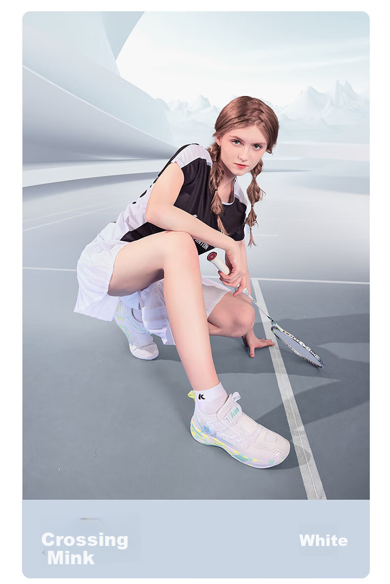 KAWASAKI Badminton Shoes, Wear-Resistant Button Laces, Men's And Women's Sports Shoes, Chuanyue 2.0 Mid, Beige/purple, Size 41 3