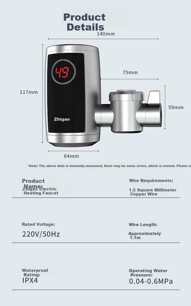 CHIGO Electric Instant Hot Water Faucet, No Installation, Fast Heating, Kitchen Hot and Cold Water Heater, Instant Electric Water Heater ZG-KBJ32 Plug-in Model 7