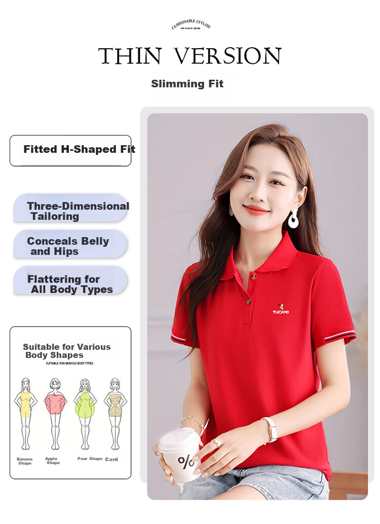 TUCANO Women's Summer New Polo Shirt Ice Silk Short Sleeve Turn-down Collar Slim Fit Sports Casual Top White 2XL 2