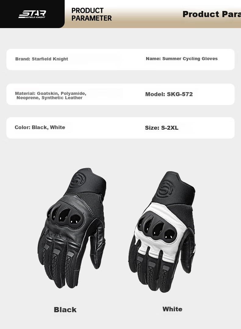 STAR FIELD KNIGHT Motorcycle Riding Gloves Spring Summer Racing Silicone Non-Slip Wear-Resistant Gloves Riding Gear Black Size M 3