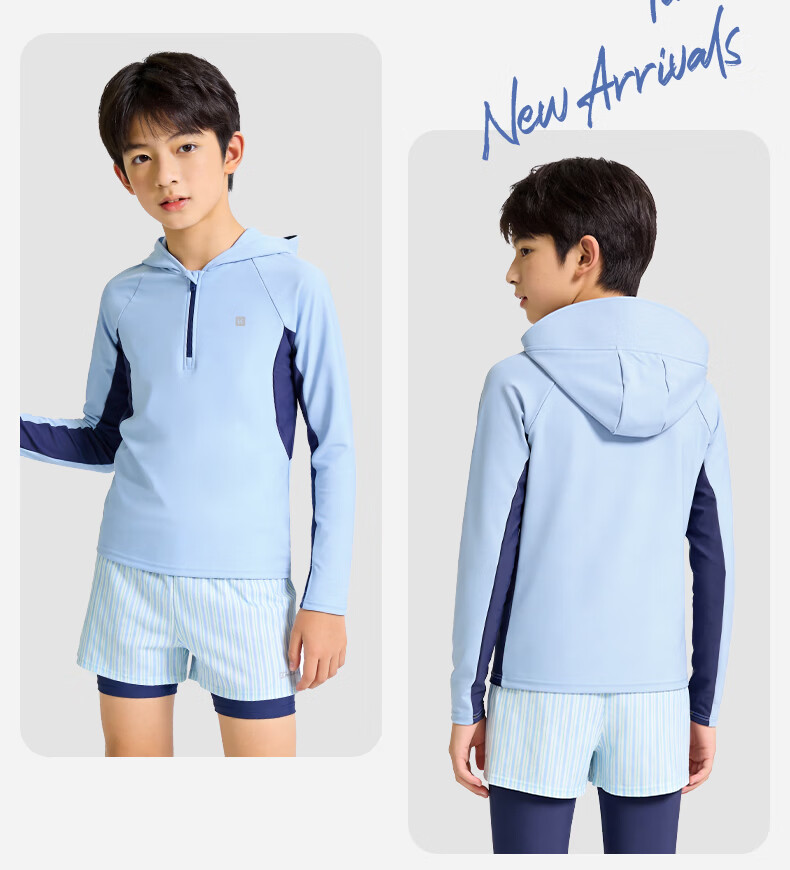 Keep Children's Swimwear, Boys' Two-Piece Long-Sleeve And Long-Pants Set, Youth Swimming Gear, Complete Set, Blue, Size 160 9