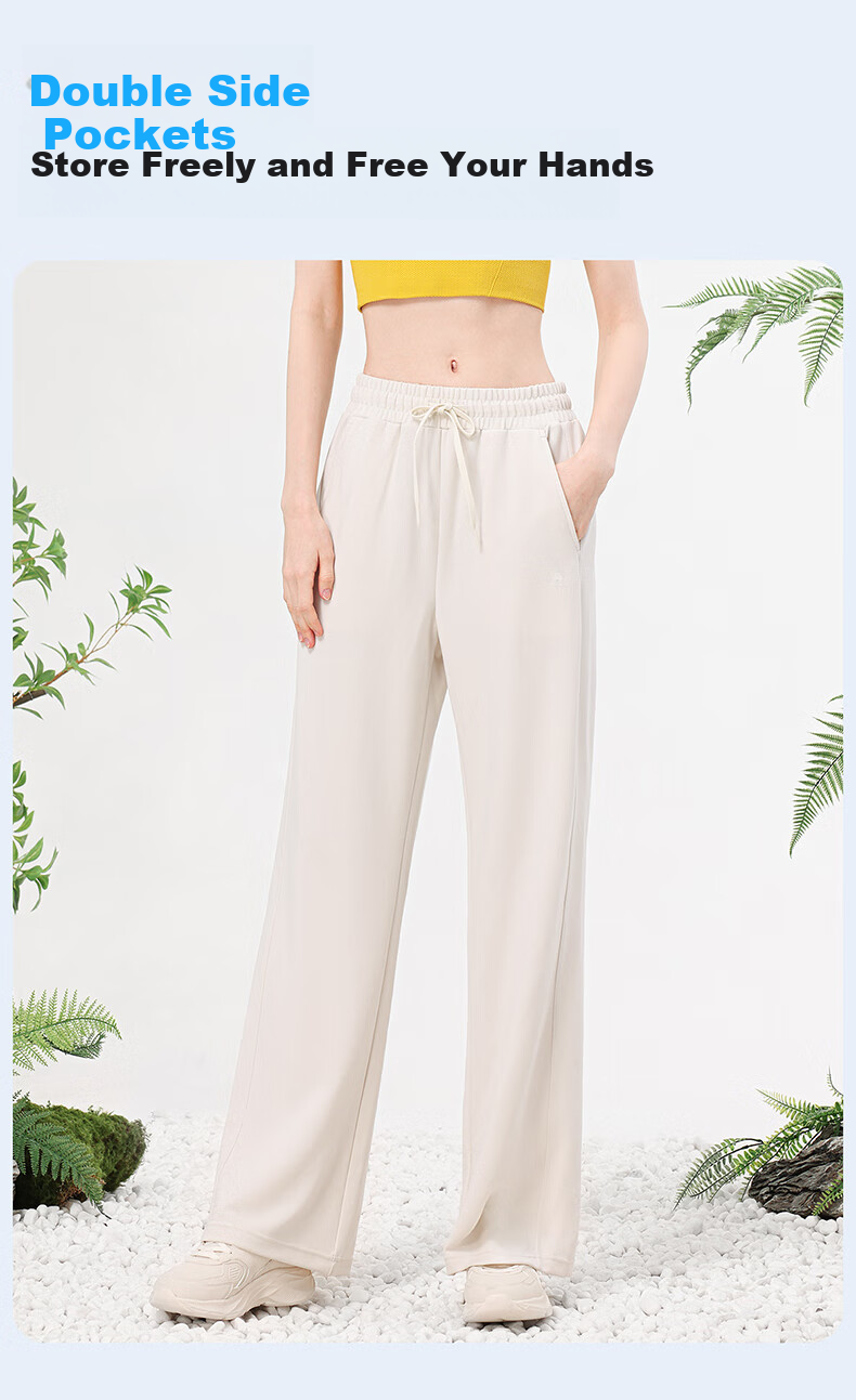 CAMEL Straight-Leg Knit Women's Pants Stretch Casual Sun-Protective Sports Trousers Y25BA0L6002 Phantom Black XXL 9